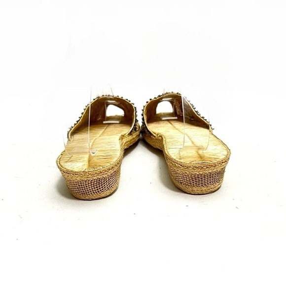 Vintage 1990s purple sequin beaded peep toe rattan wedge espadrille sandals - Picture 7 of 8